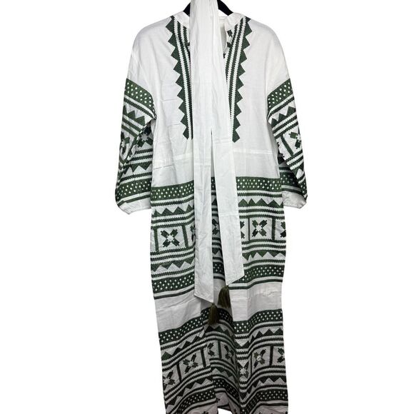 Julia Amory Scalloped Hem Caftan in Green NWT Sz. L - Picture 5 of 7